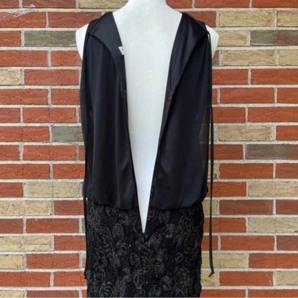 Jackie Jon New York Sequin Ruched Textured Black Sleeveless Keyhole Mini Dress 👗 - Picture 6 of 10